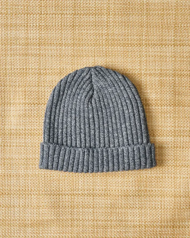 Docksider Knit Beanie in Denim Mix made by Quaker Marine Supply