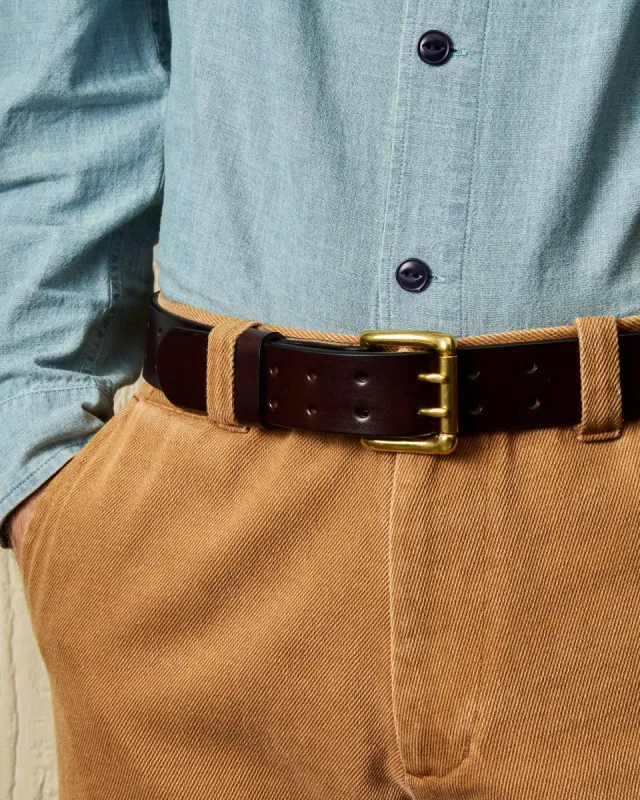 Bridle Strap Belt with Double Holes in Havana sold by Quaker Marine Supply