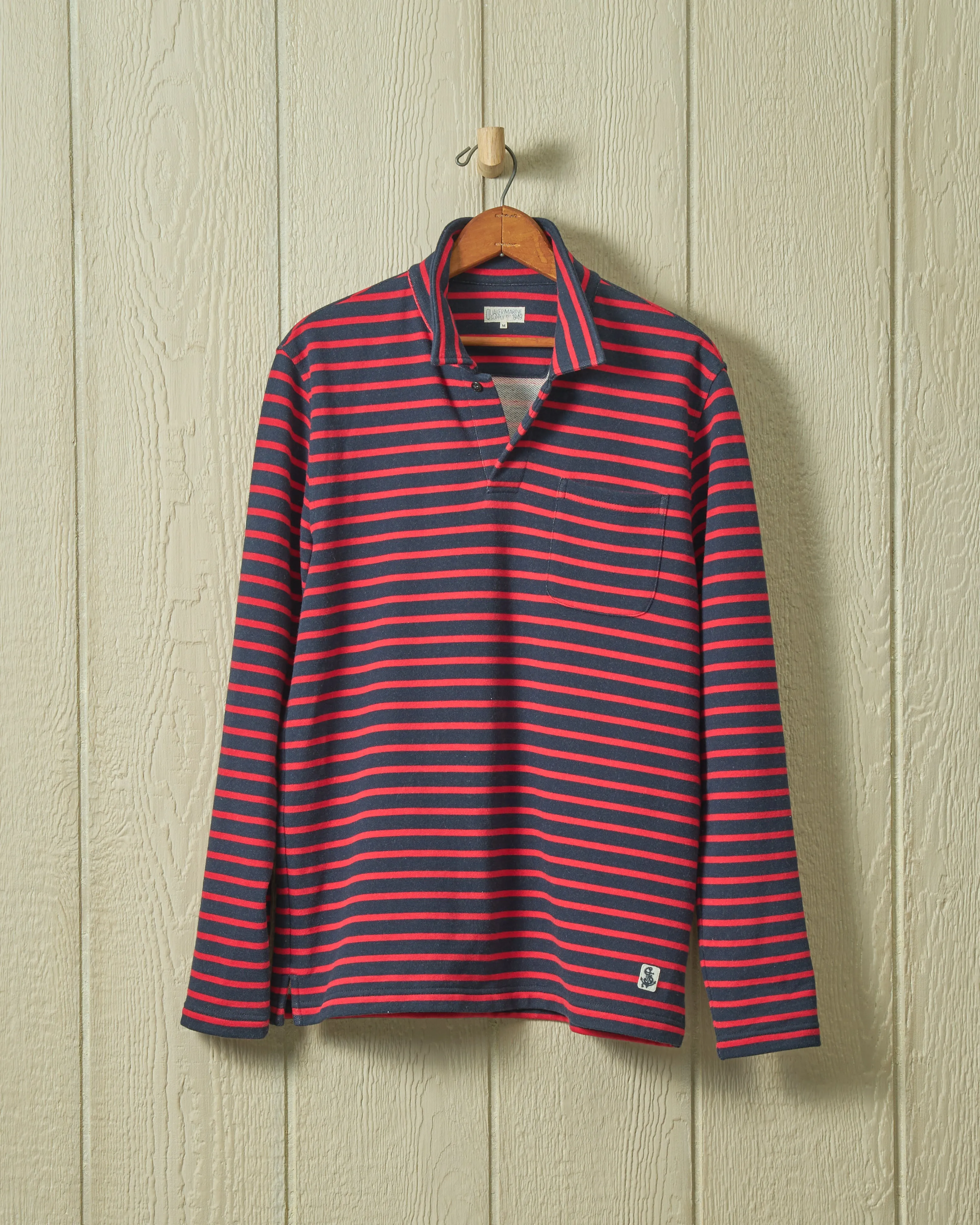 Acadia Polo in Navy/Breton Red Loopback Terry sold by Quaker Marine Supply