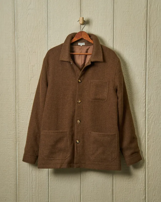 Shetland Wool French Workman’s Jacket in Brown Heather sold by Quaker Marine Supply