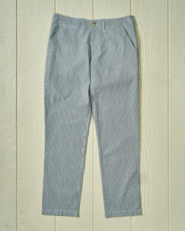 Camden Pant in Grey Seersucker sold by Quaker Marine Supply