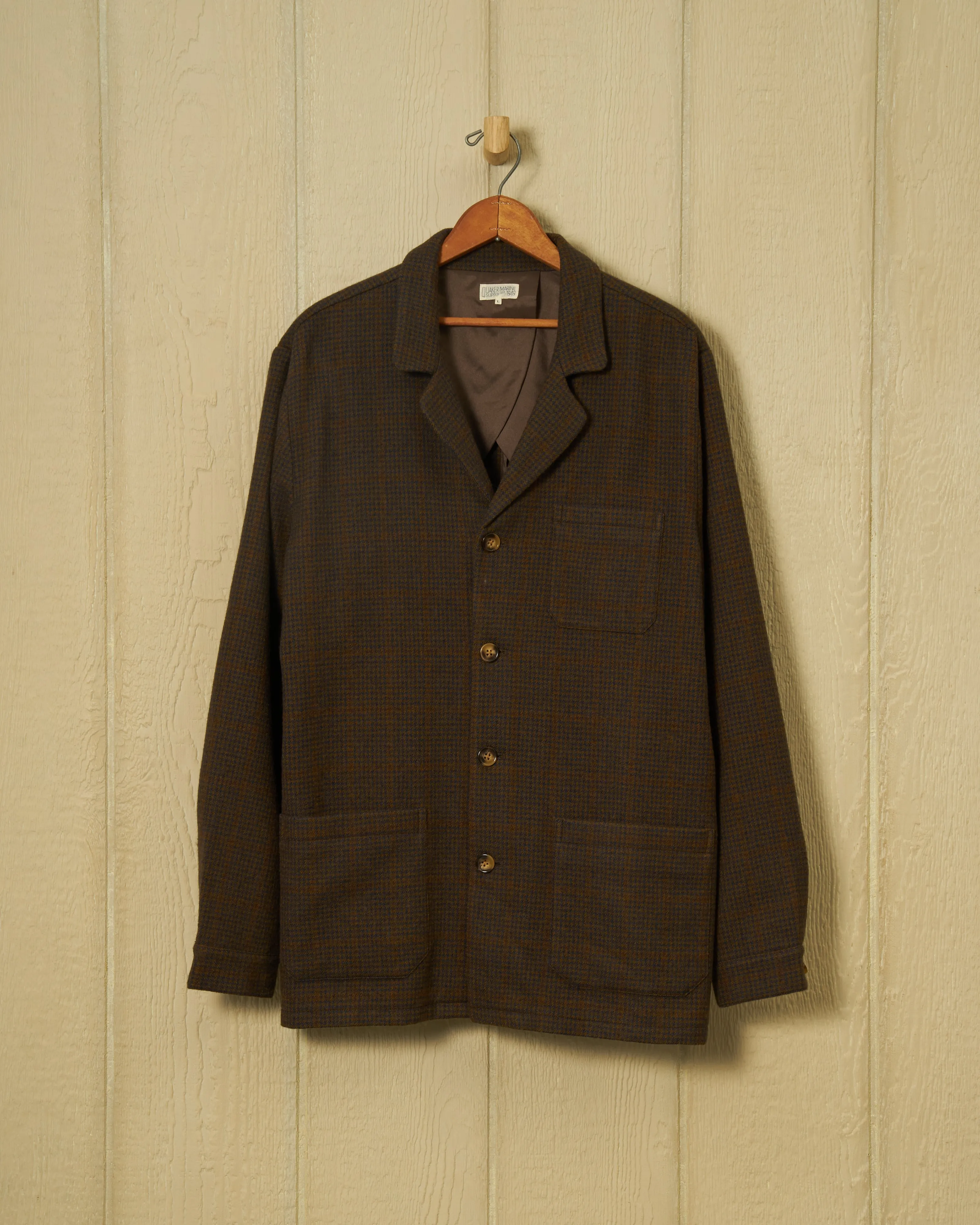 Wool Loafer Jacket in Navy/Acorn Houndstooth sold by Quaker Marine Supply