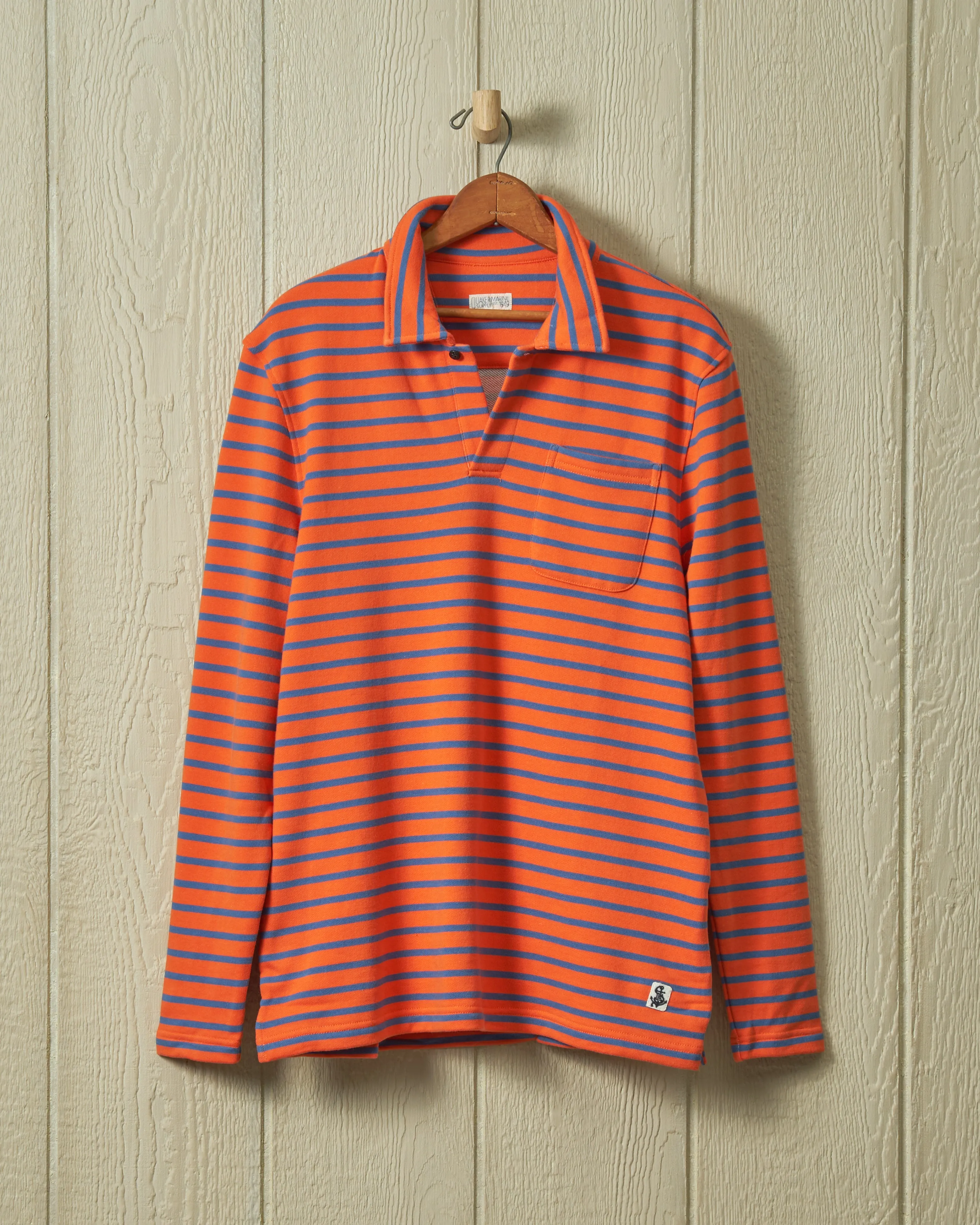 Acadia Polo in Coral/Mid-Blue Loopback Terry sold by Quaker Marine Supply