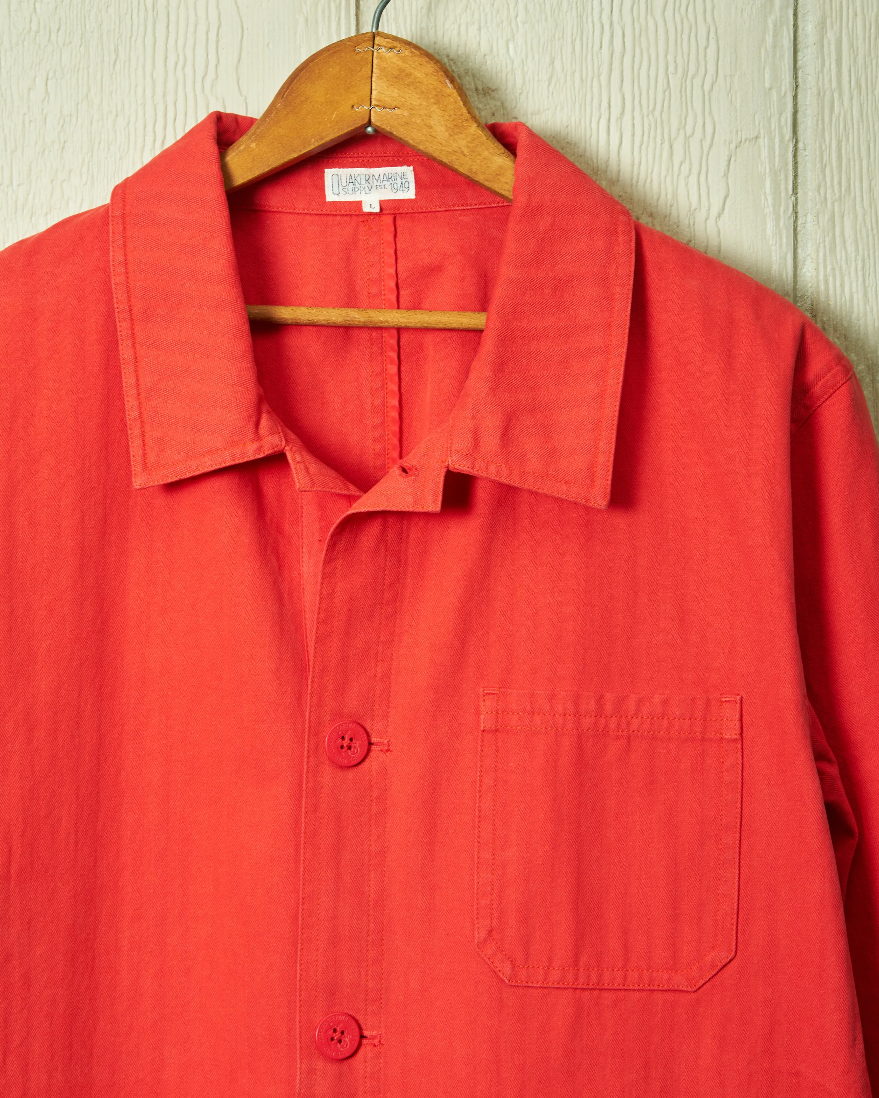 French Workman’s Jacket in Nautical Red Herringbone sold by Quaker Marine Supply product image thumbnail 2
