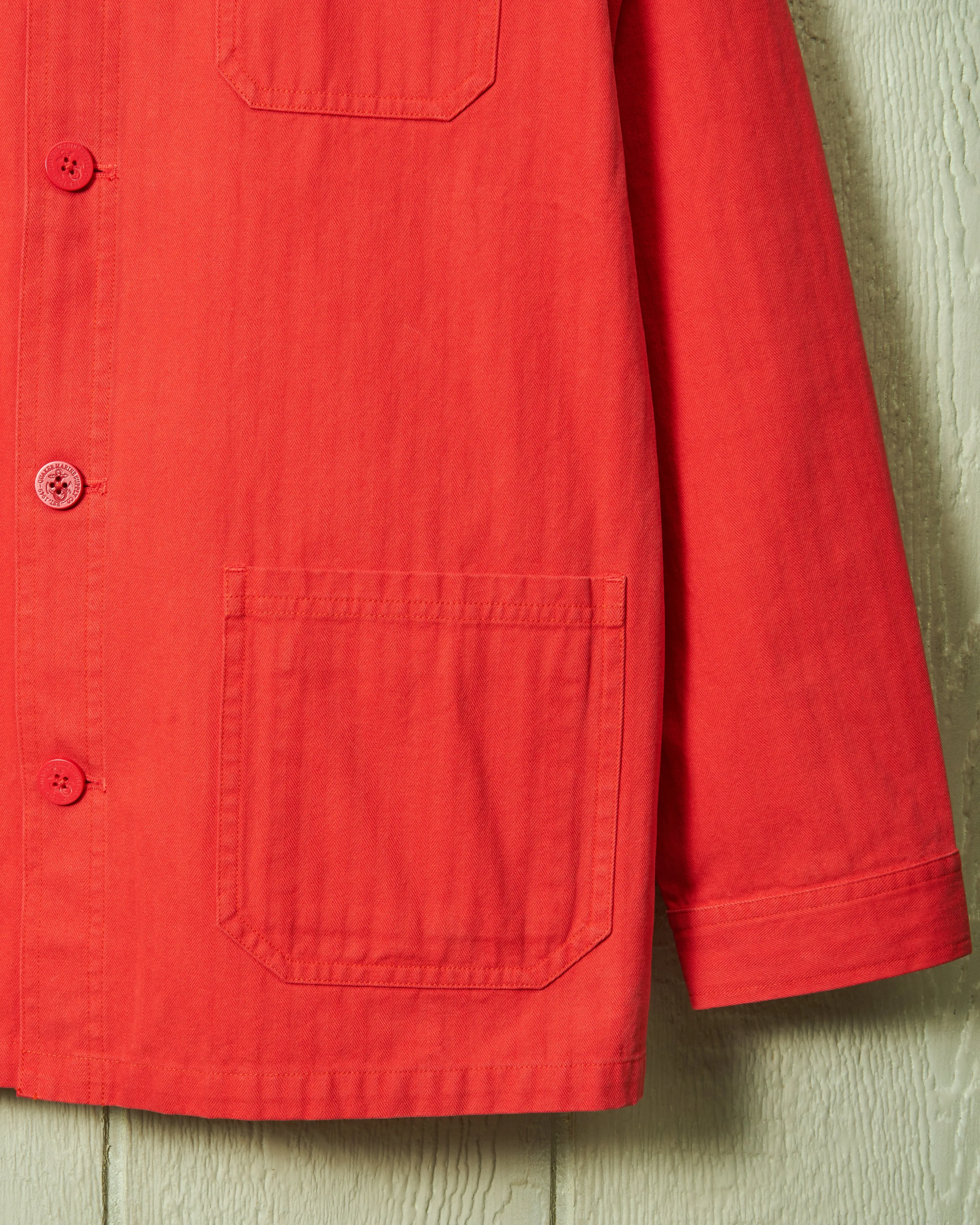 French Workman’s Jacket in Nautical Red Herringbone sold by Quaker Marine Supply product image thumbnail 3