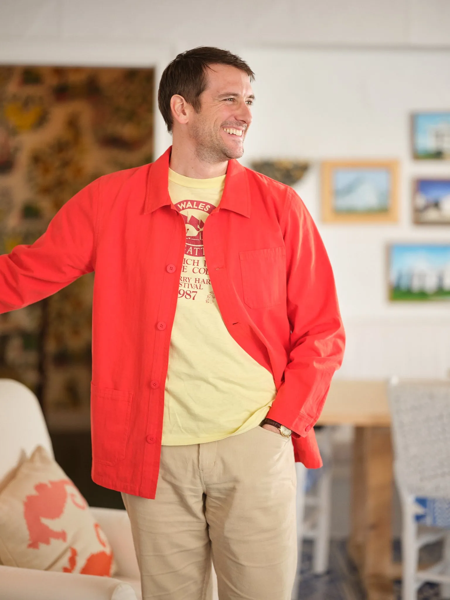 French Workman’s Jacket in Nautical Red Herringbone sold by Quaker Marine Supply product image thumbnail 5