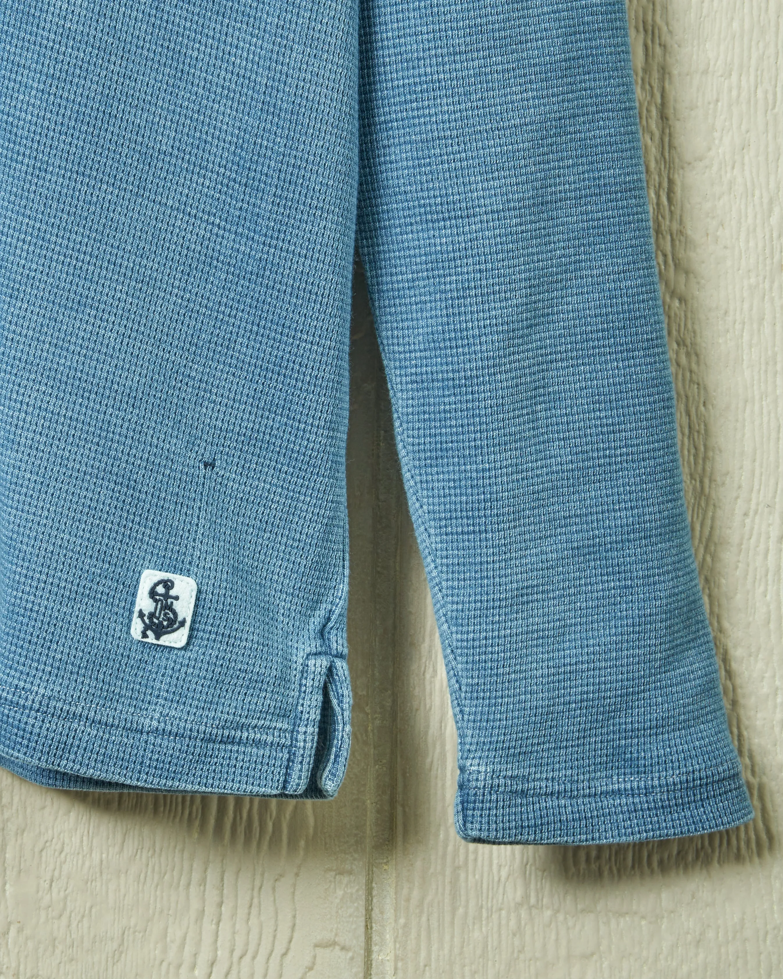 Long Sleeve Indigo Polo in Solid Waffle Knit sold by Quaker Marine Supply product image thumbnail 5