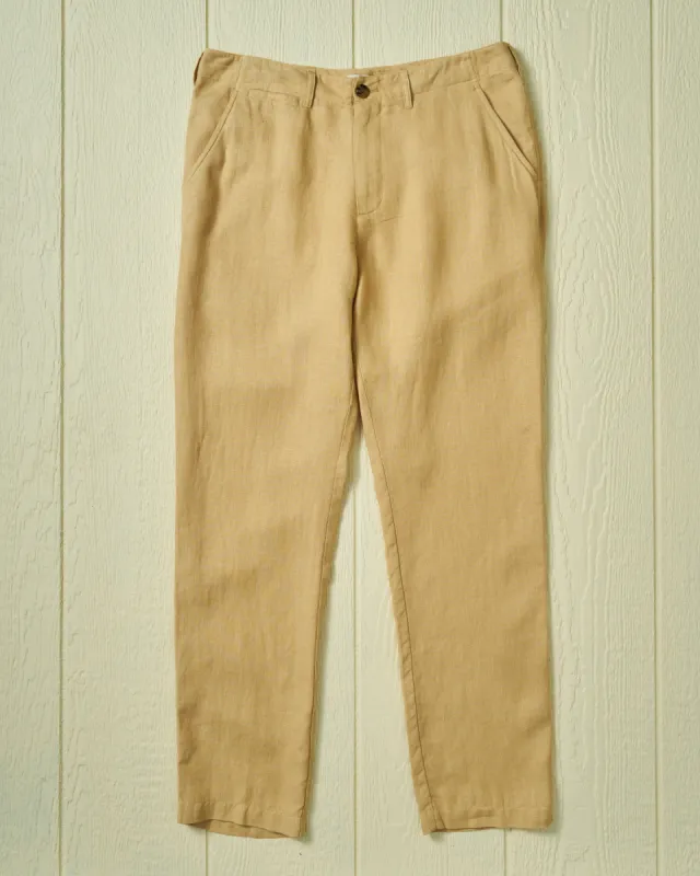Camden Pant in Khaki Linen sold by Quaker Marine Supply