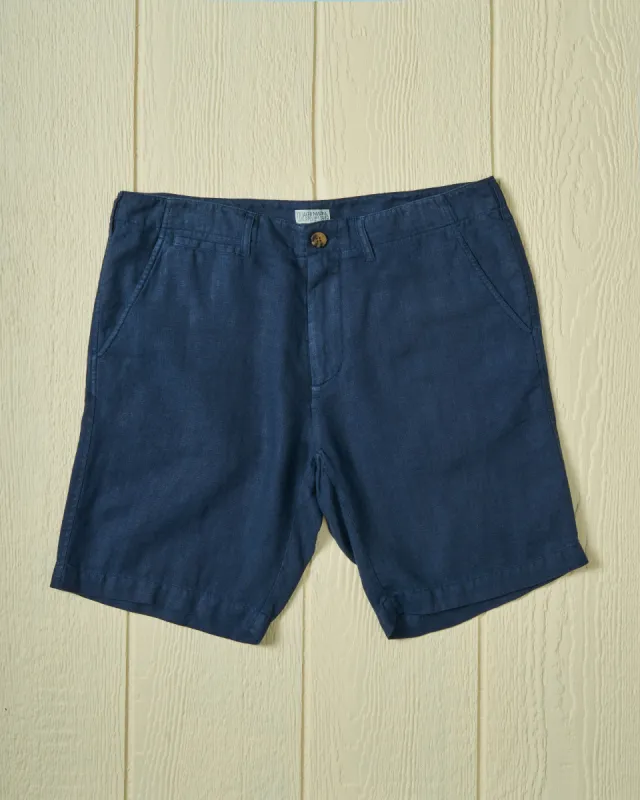 Camden Short in Navy Linen sold by Quaker Marine Supply