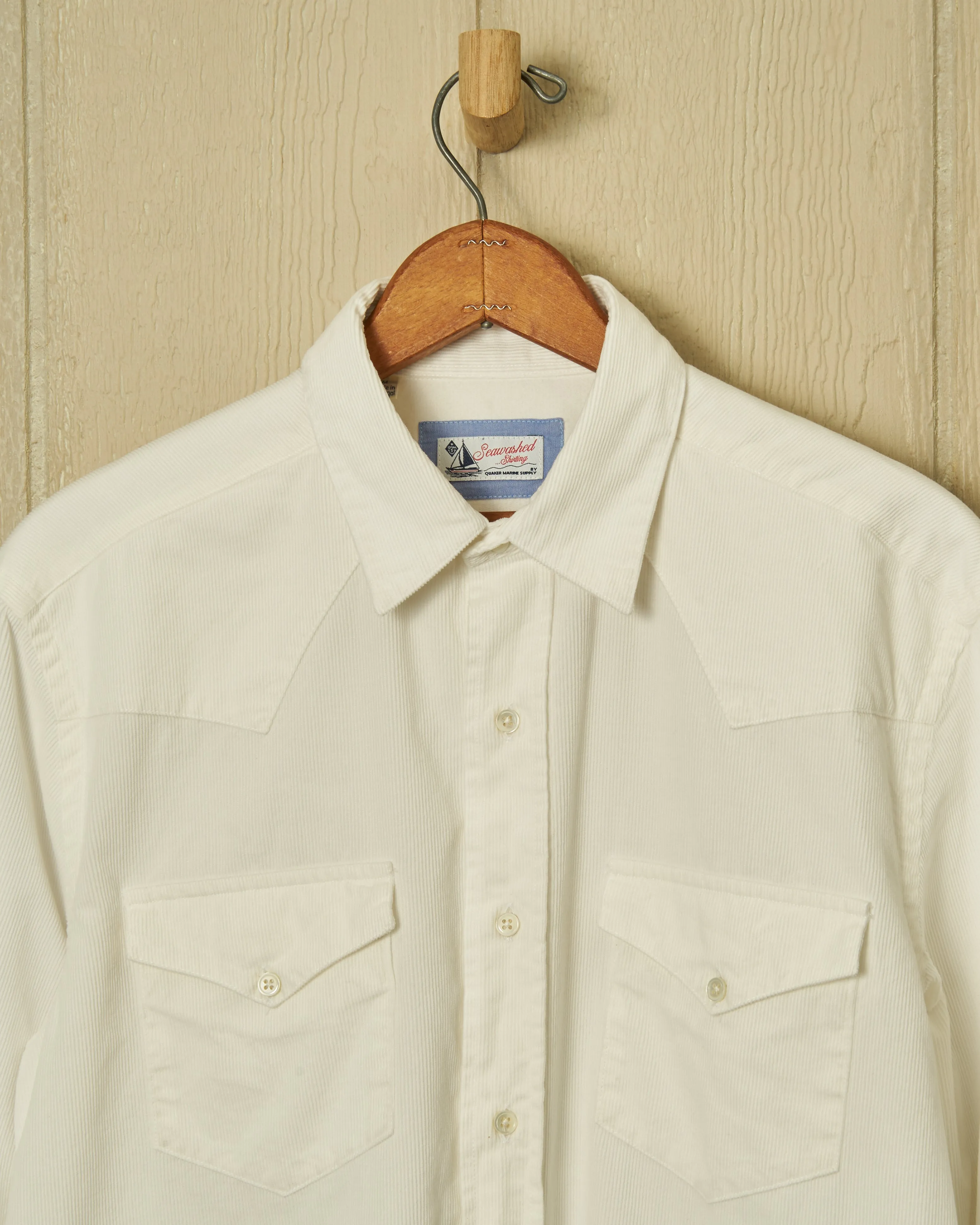 Western Sea-Washed Shirt in White Pinwale Corduroy sold by Quaker Marine Supply product image thumbnail 3