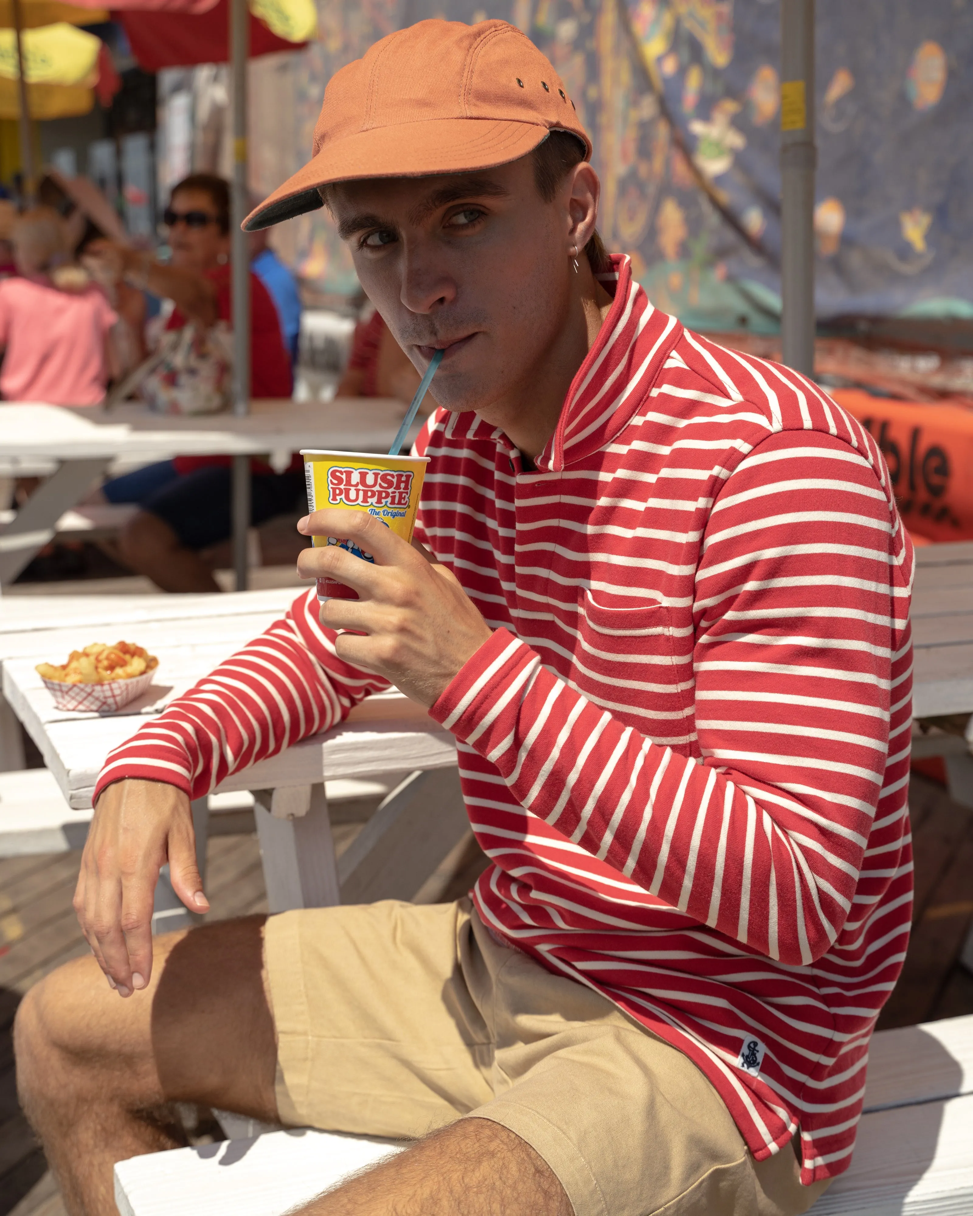 Acadia Polo in Breton Red/Cream Loopback Terry sold by Quaker Marine Supply product image thumbnail 2