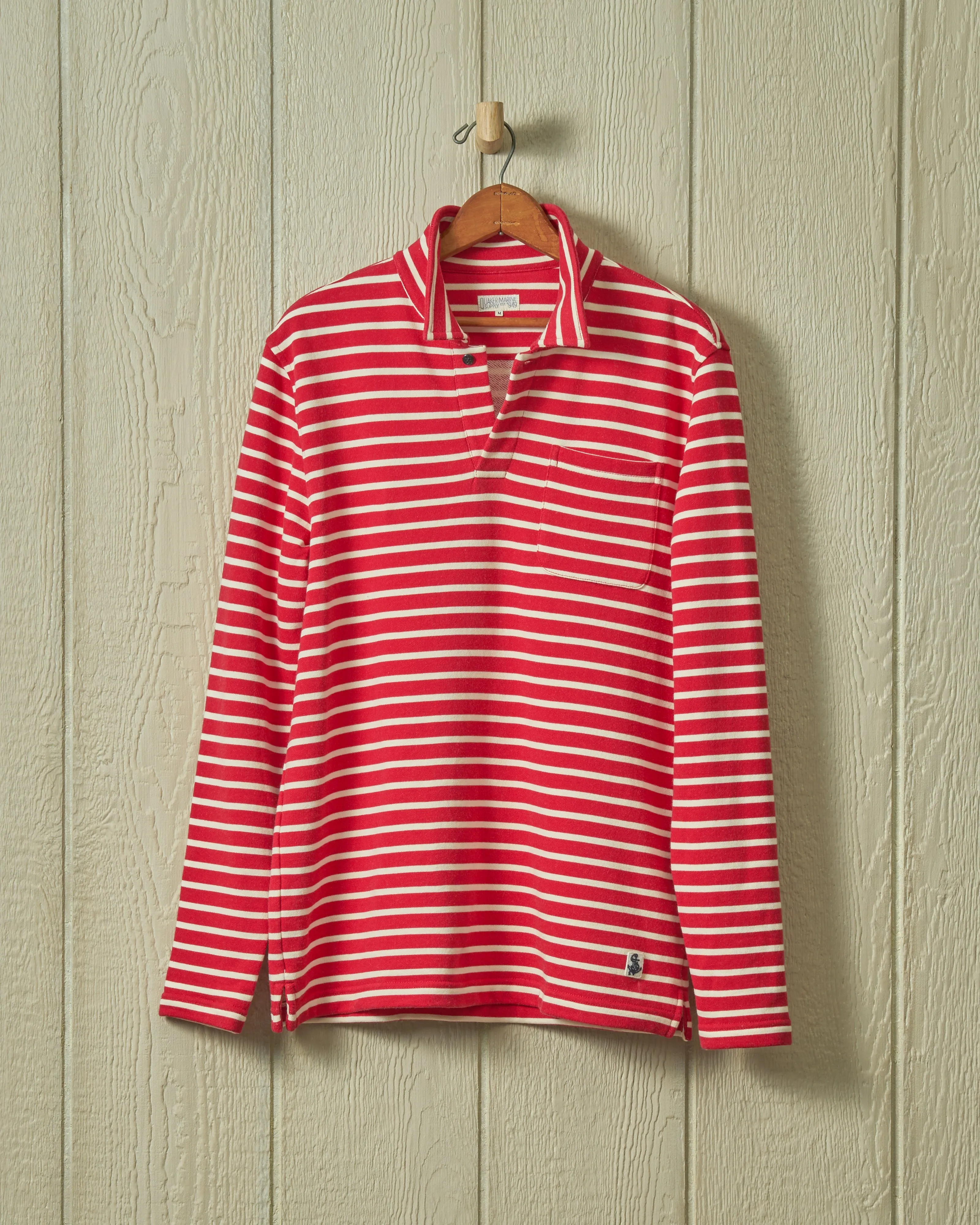 Acadia Polo in Breton Red/Cream Loopback Terry sold by Quaker Marine Supply