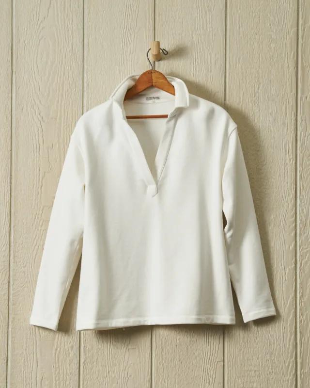 Inlet Pullover in White Loopback Terry sold by Quaker Marine Supply