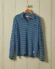Long Sleeve Indigo Polo in Mid Wash Jacquard Stripe sold by Quaker Marine Supply