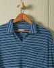 Long Sleeve Indigo Polo in Mid Wash Jacquard Stripe sold by Quaker Marine Supply