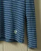 Long Sleeve Indigo Polo in Mid Wash Jacquard Stripe sold by Quaker Marine Supply