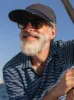 Long Sleeve Indigo Polo in Mid Wash Jacquard Stripe sold by Quaker Marine Supply