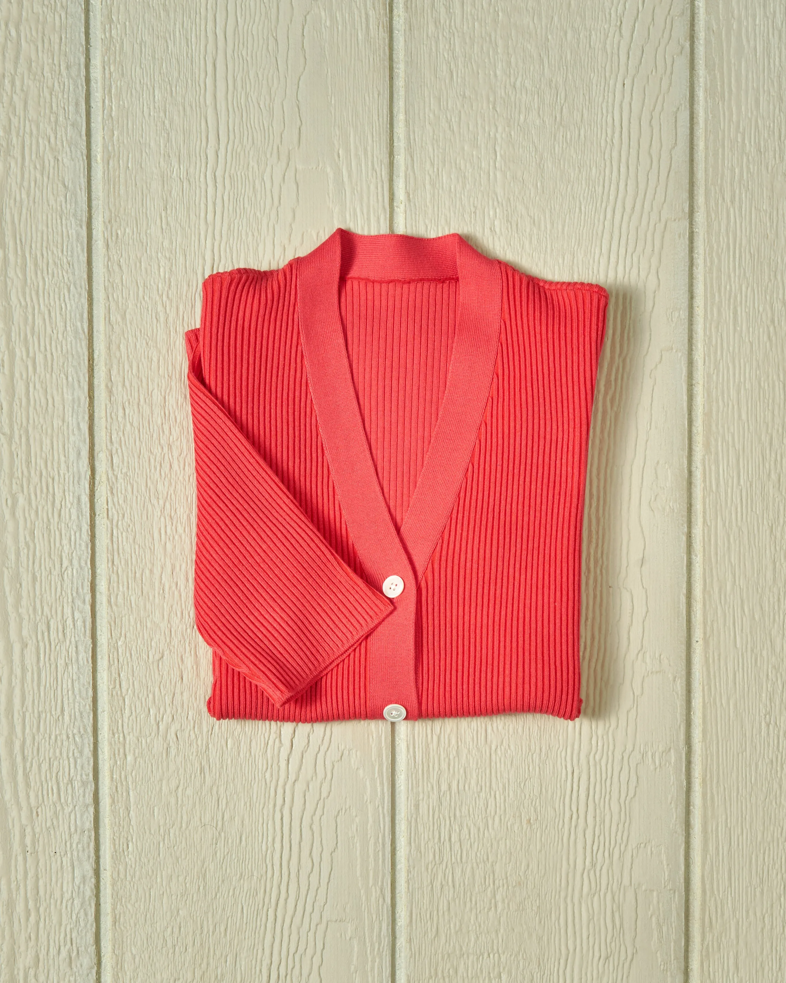 Haven Short Sleeve Knit Cardigan in Coral sold by Quaker Marine Supply