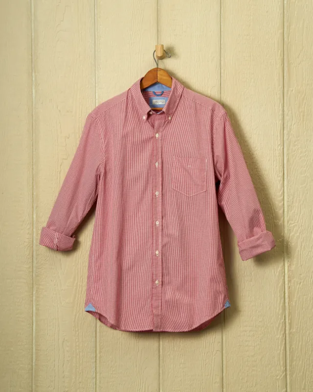 Sea-Washed Shirt in Fine Red Gingham sold by Quaker Marine Supply