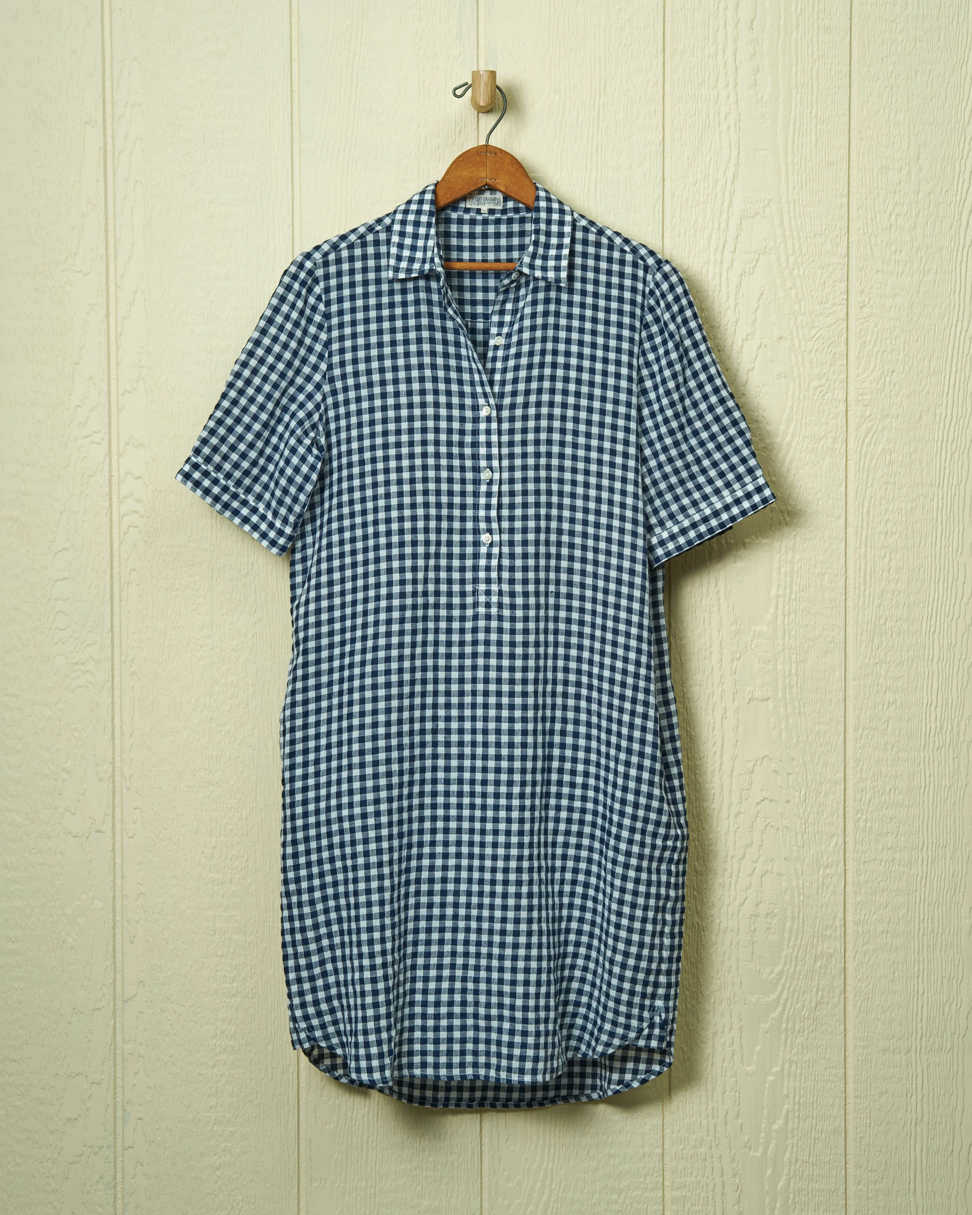 Beach Coverup in Navy Gingham Linen sold by Quaker Marine Supply product image thumbnail 2