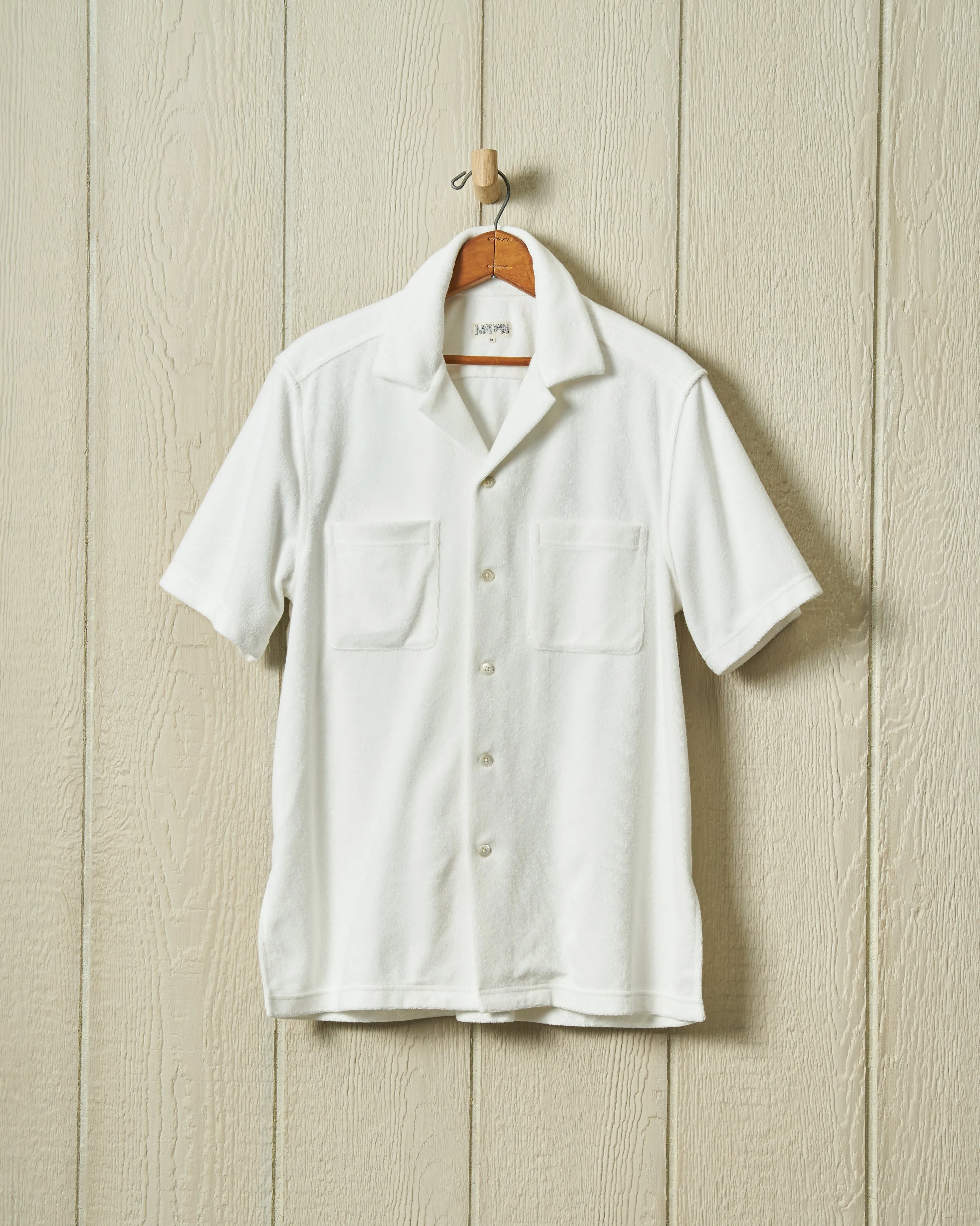 Summer Camp Shirt in White Terrycloth sold by Quaker Marine Supply