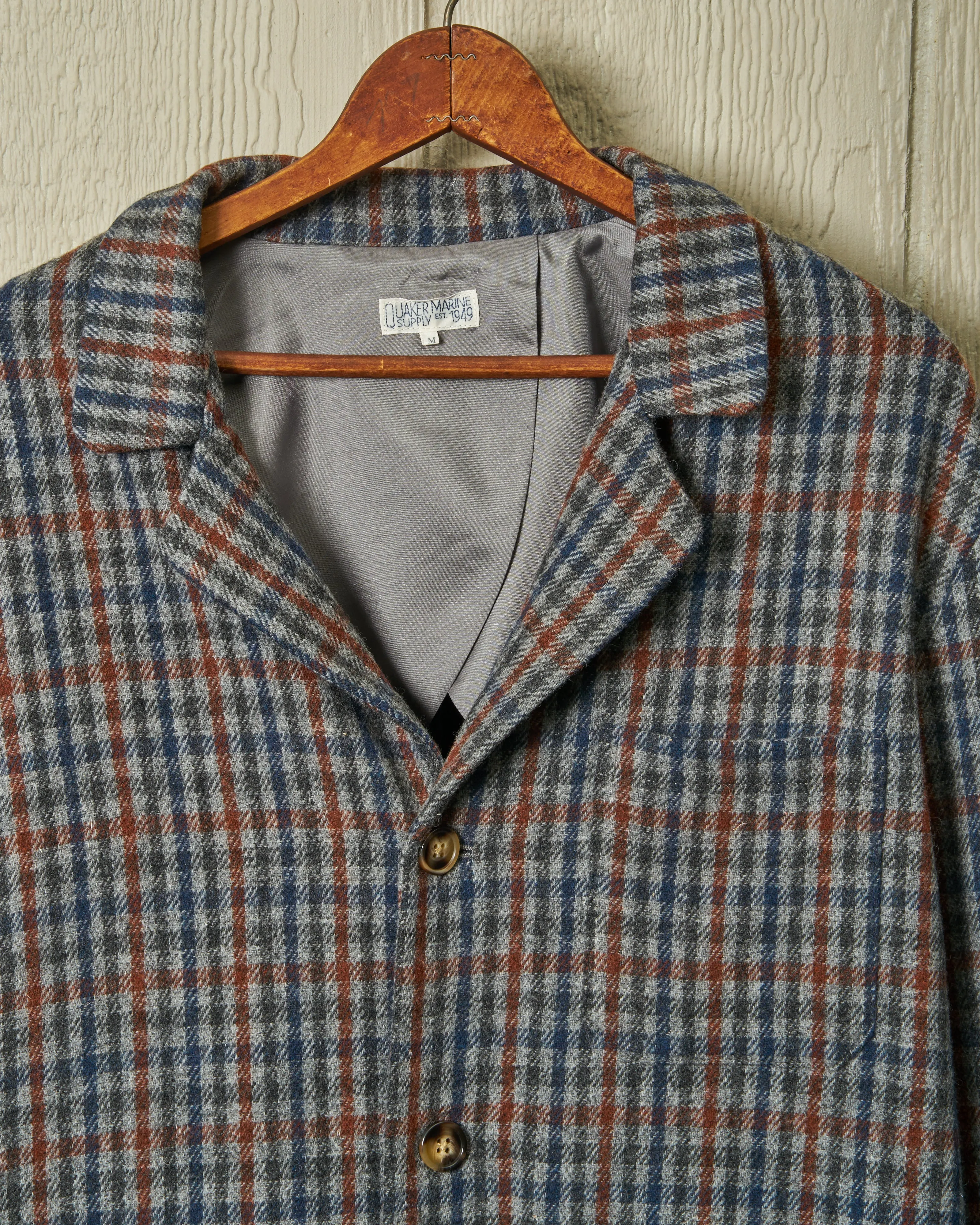 English Wool Loafer Jacket in Grey Gun Check sold by Quaker Marine Supply product image thumbnail 2