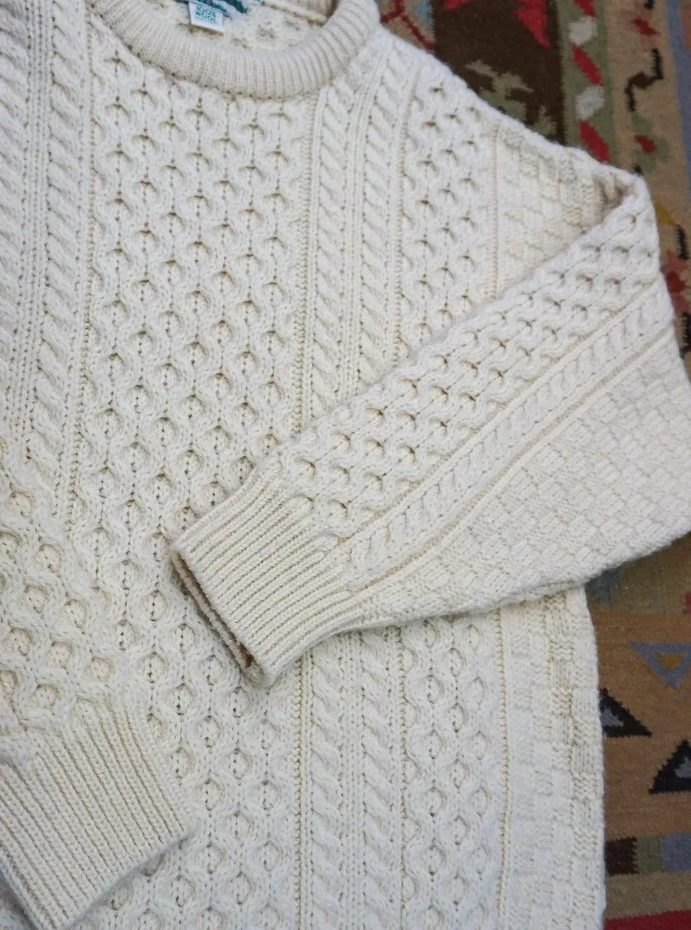 VINTAGE Aran Hand-Loomed Crewneck in Natural- Large sold by Quaker Marine Supply product image thumbnail 3