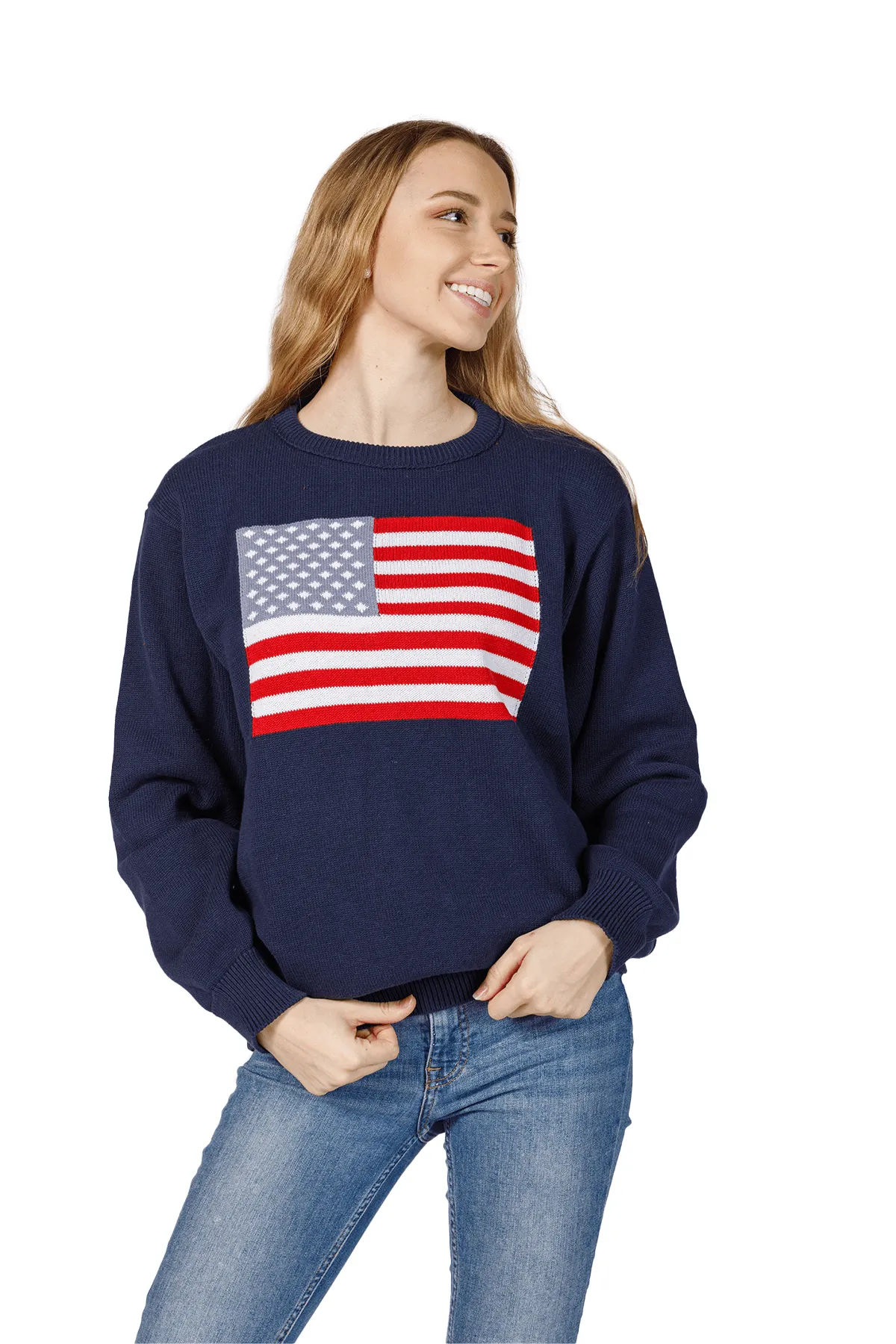 Women's American Flag Knit Cropped Crew sold by Boathouse Sports product image thumbnail 2