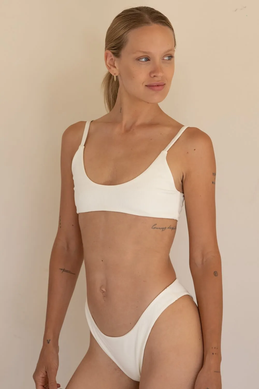 The Bralette Top - Ribbed Cream sold by Londre Bodywear
