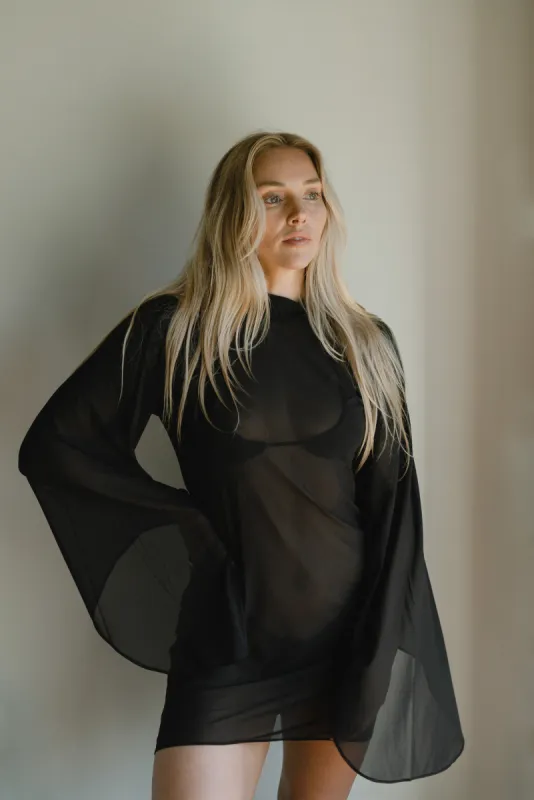 The Airy Mesh Dress - Matte Black sold by Londre Bodywear