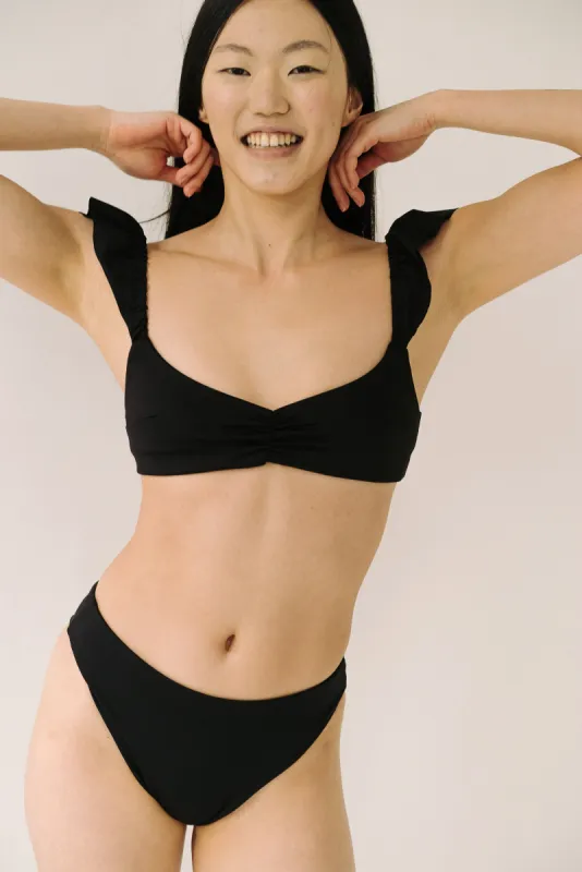 The Ruffle Top - Matte Black sold by Londre Bodywear
