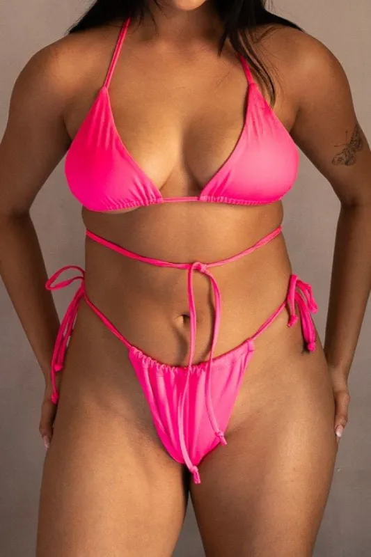 The Ruched Drawstring Bottom - Neon Pink sold by Londre Bodywear