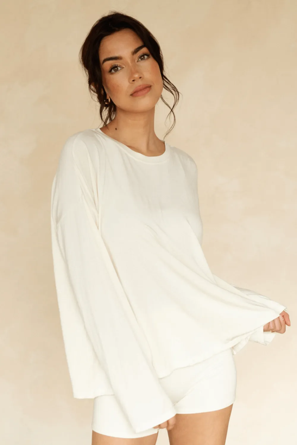 The Cool-Comf Lounge Oversized Long Sleeve - Cream sold by Londre Bodywear product image thumbnail 2