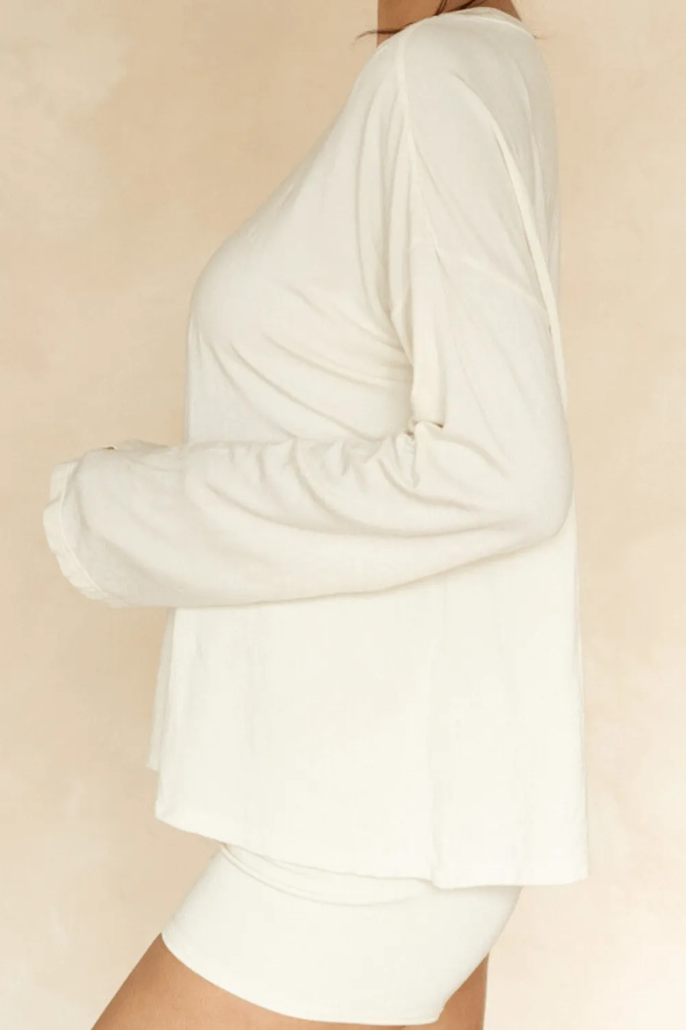 The Cool-Comf Lounge Oversized Long Sleeve - Cream sold by Londre Bodywear product image thumbnail 4