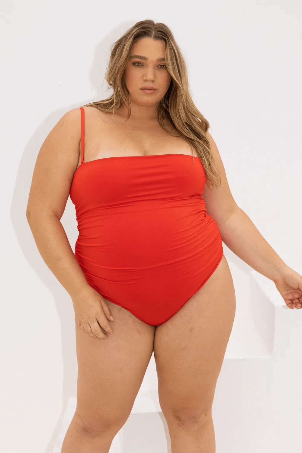 The Convertible Bandeau One Piece - Fiesta Red sold by Londre Bodywear