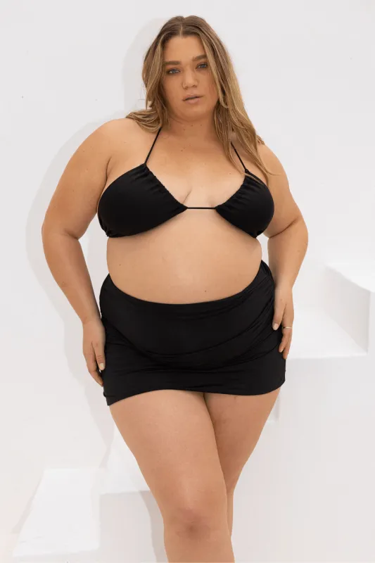 The High Rise Swim Skirt - Matte Black sold by Londre Bodywear