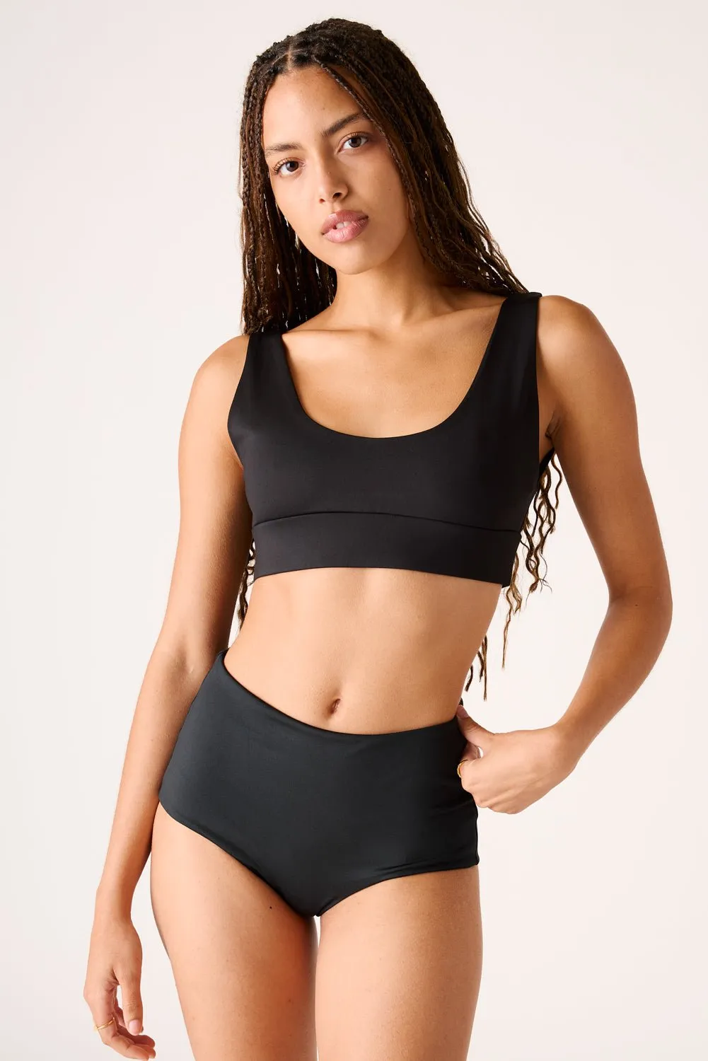 The High-Waisted Surf Bottom - Matte Black sold by Londre Bodywear