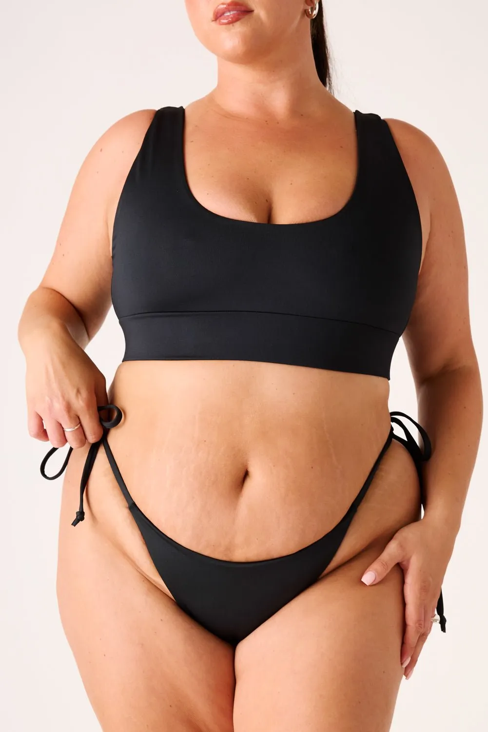 The Side Tie Bottoms - Matte Black sold by Londre Bodywear product image thumbnail 4