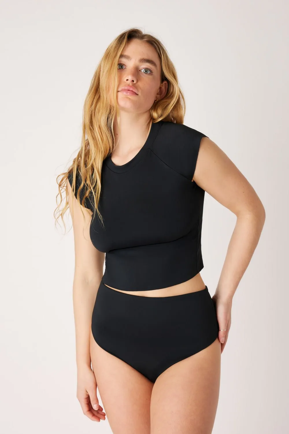 The Short Sleeve Surf Top - Matte Black sold by Londre Bodywear
