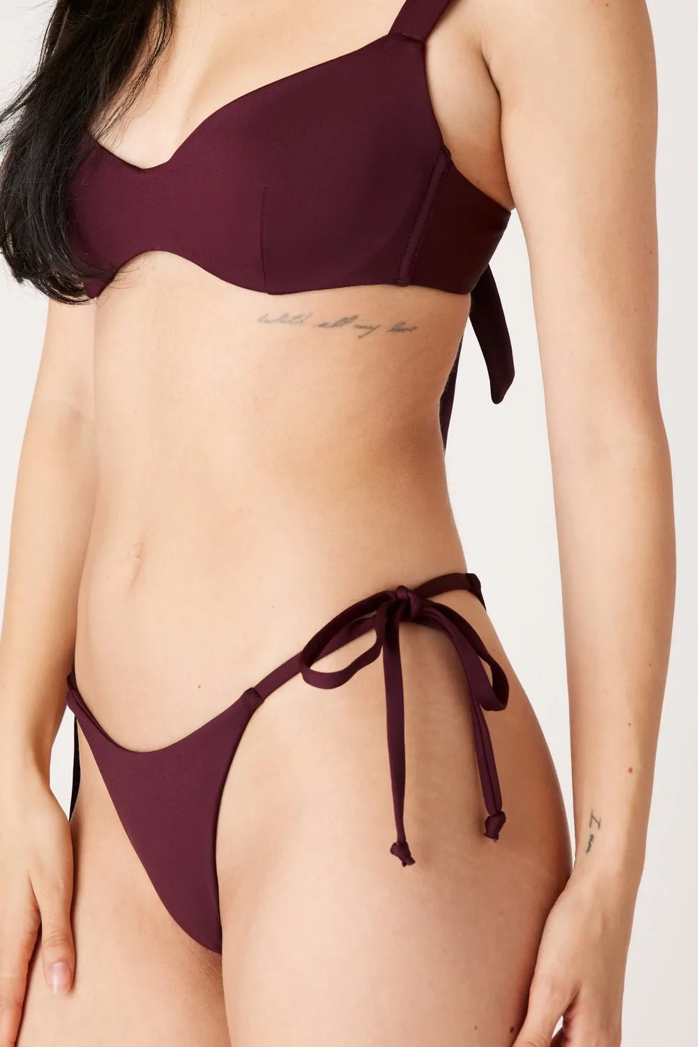 The Side Tie Bottoms - Dark Cherry sold by Londre Bodywear product image thumbnail 4