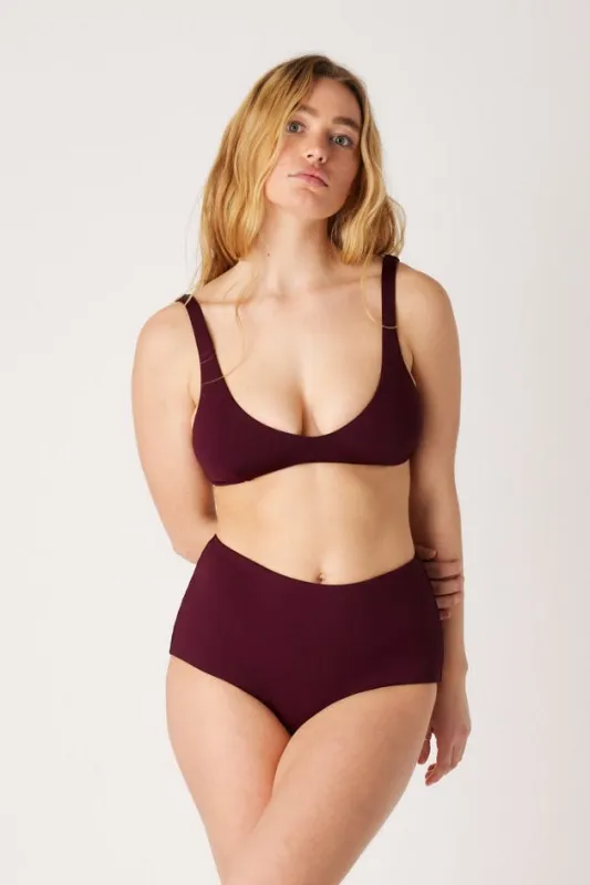 The High-Waisted Surf Bottom - Dark Cherry made by Londre Bodywear