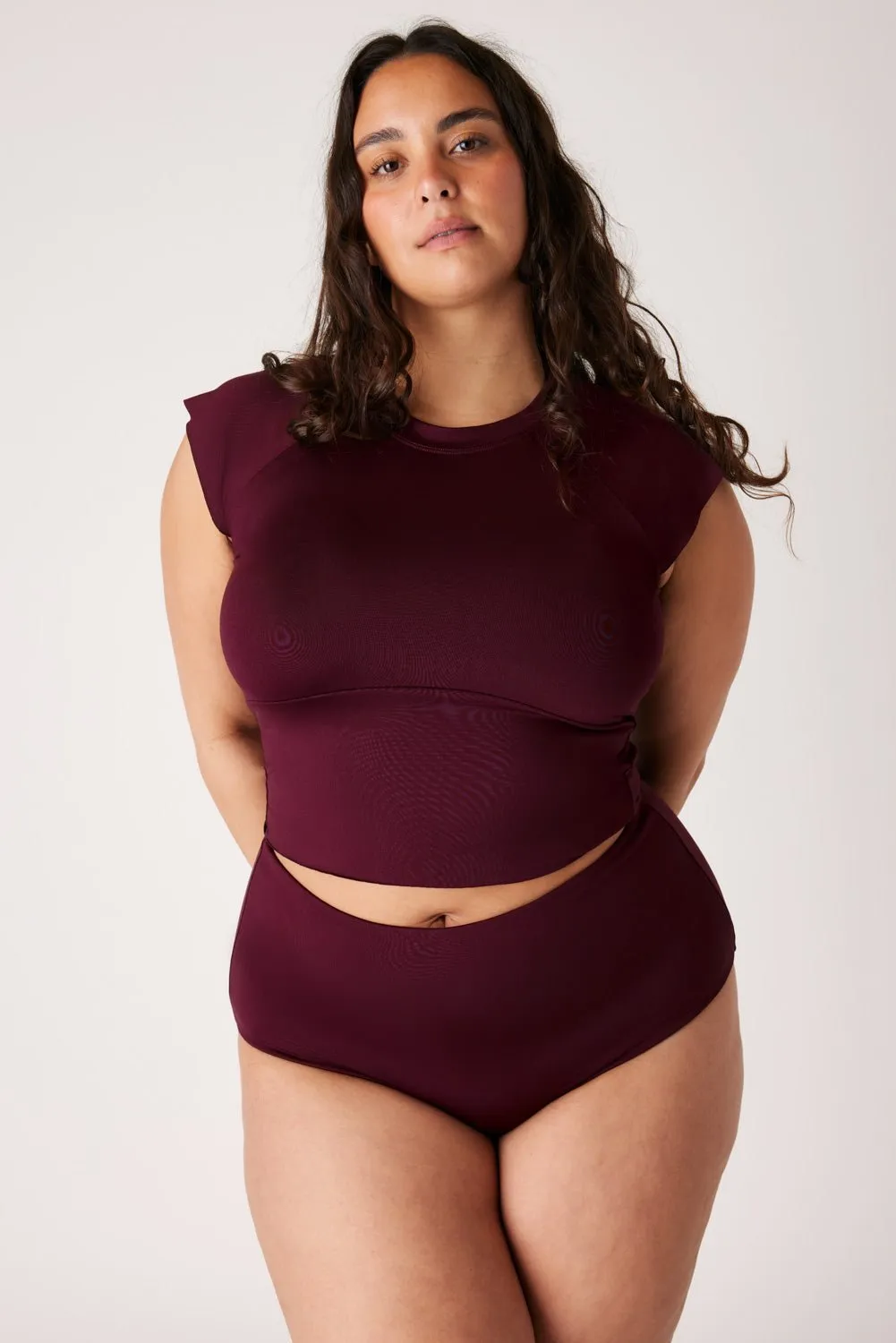 The Short Sleeve Surf Top - Dark Cherry sold by Londre Bodywear