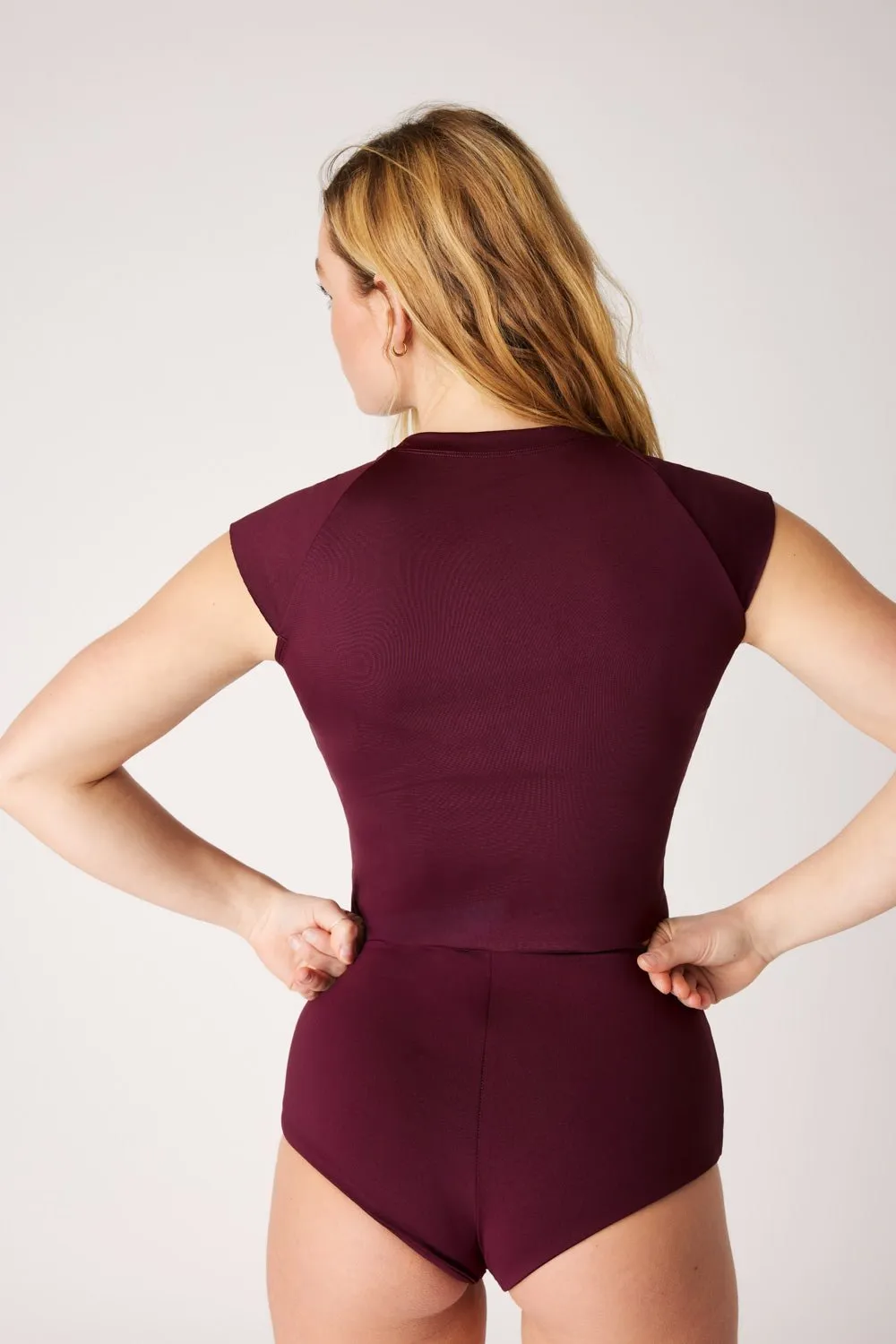 The Short Sleeve Surf Top - Dark Cherry sold by Londre Bodywear product image thumbnail 2