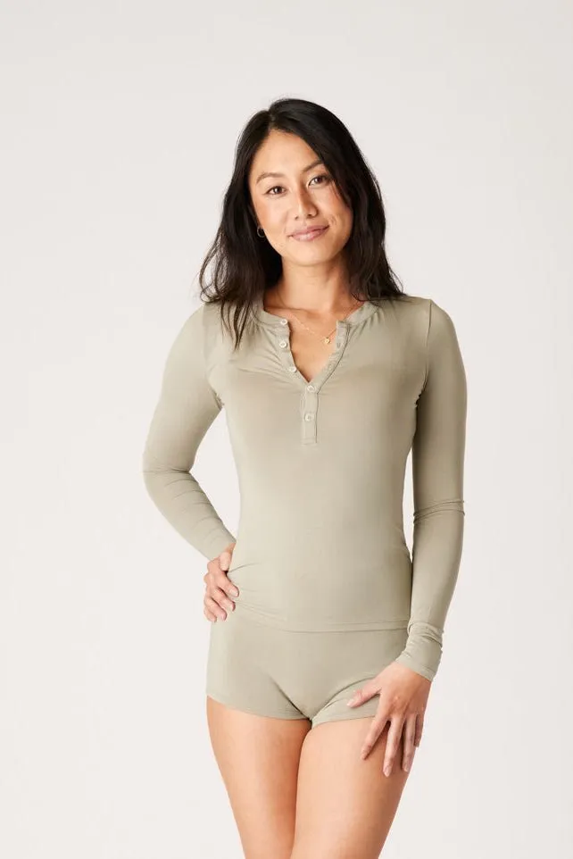 The Cool-Comf Slim Fit Henley - Olive Taupe sold by Londre Bodywear product image thumbnail 4