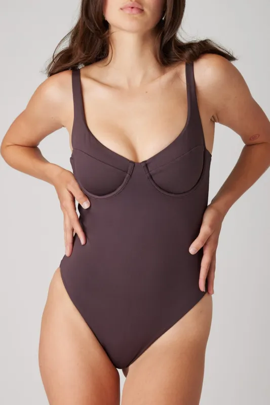 The Riviera Underwire One Piece - Cocoa made by Londre Bodywear
