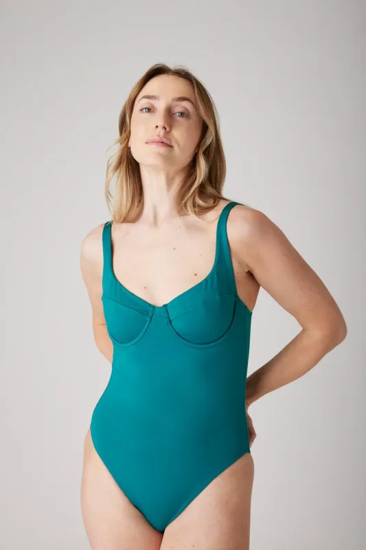 The Riviera Underwire One Piece - Tidal Teal made by Londre Bodywear