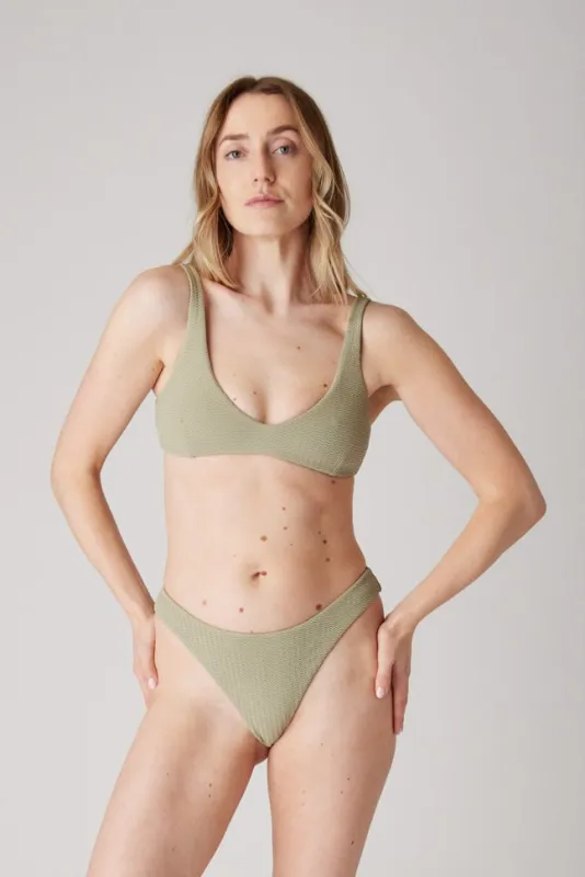 The Sleek Scrunch Bottoms - Soft Olive Ripple made by Londre Bodywear