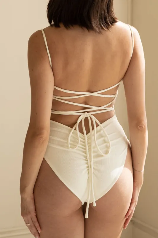 The Corset One Piece - Ribbed Cream sold by Londre Bodywear