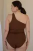 The One Shoulder One Piece - Ribbed Espresso sold by Londre Bodywear