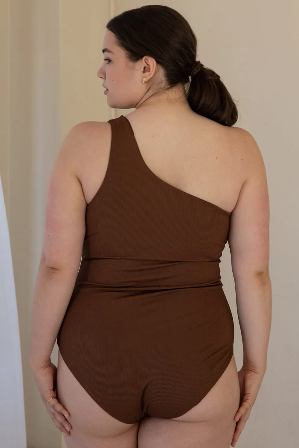 The One Shoulder One Piece - Ribbed Espresso sold by Londre Bodywear product image thumbnail 3